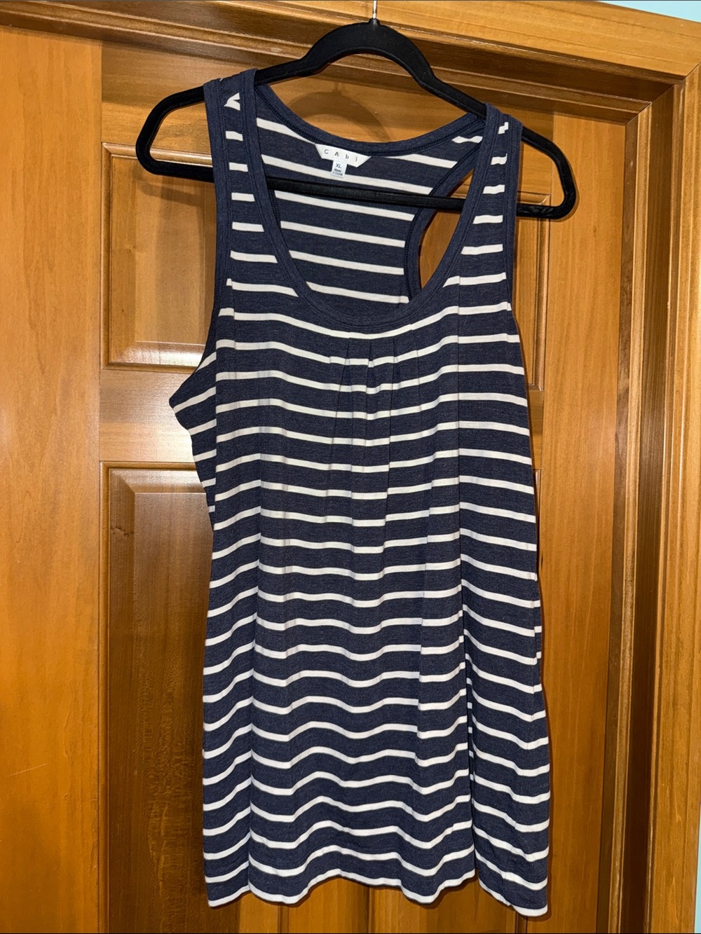 CAbi Navy and White Striped Tank